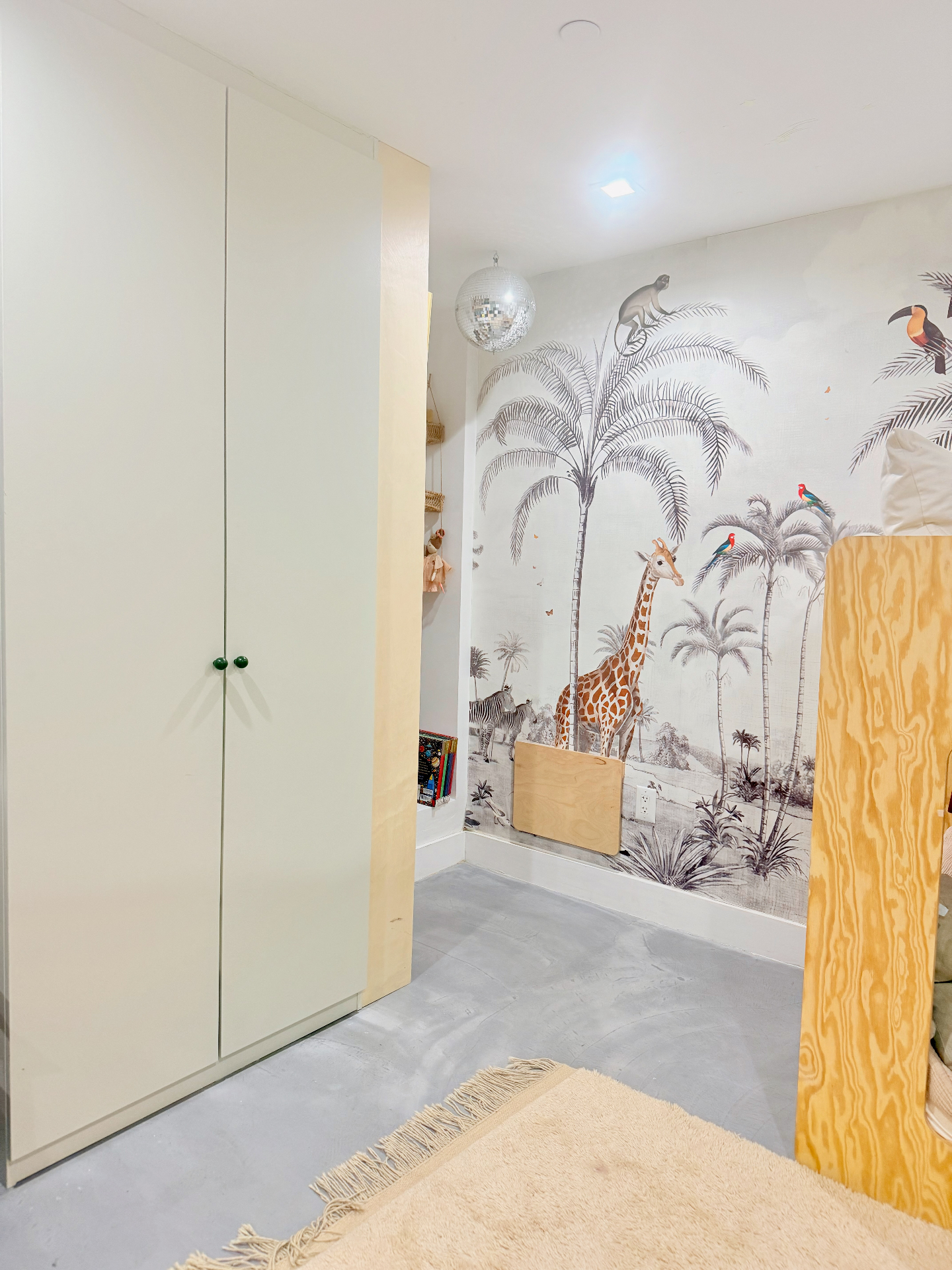Hand-painted jungle mural
