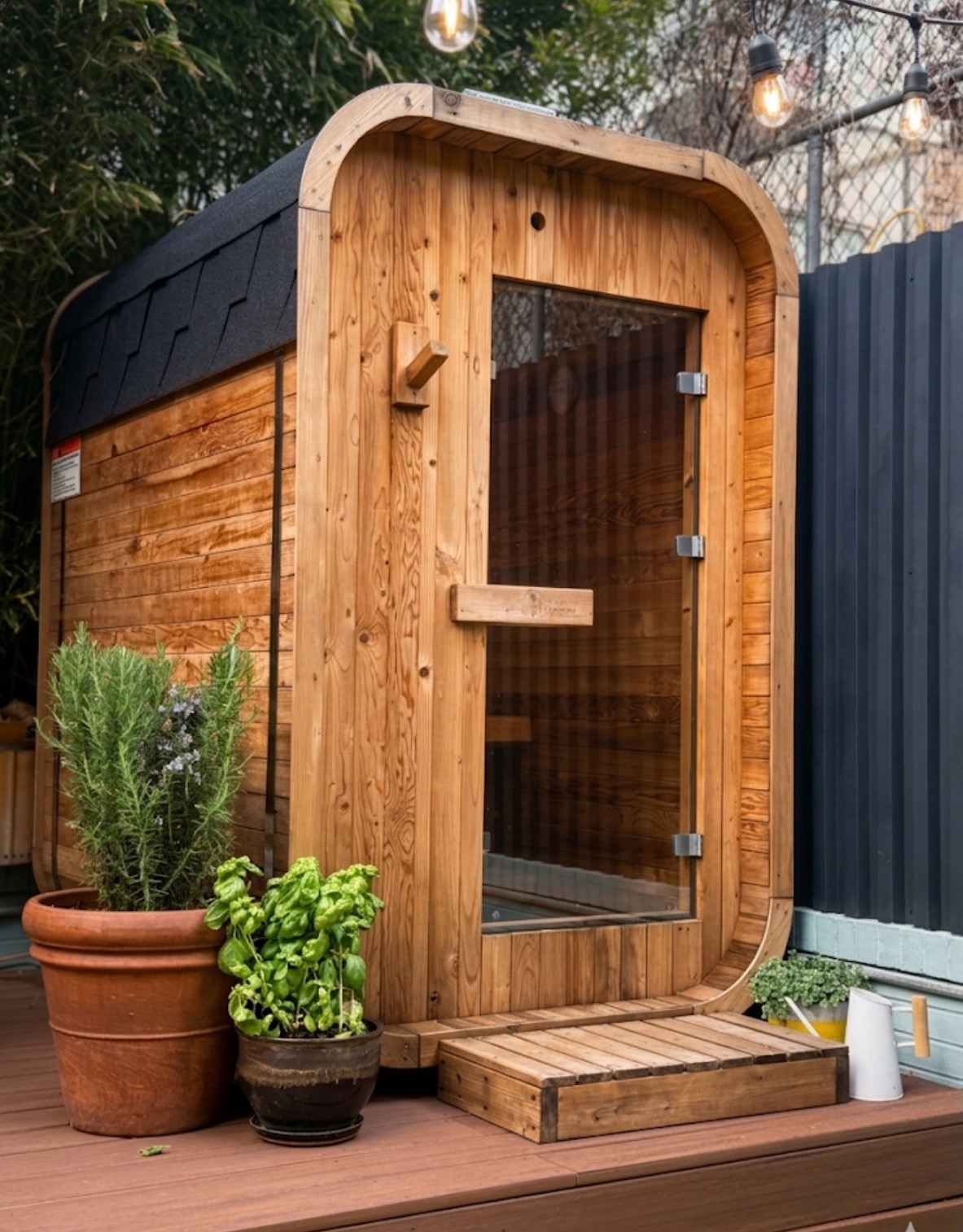 Cedar barrel sauna