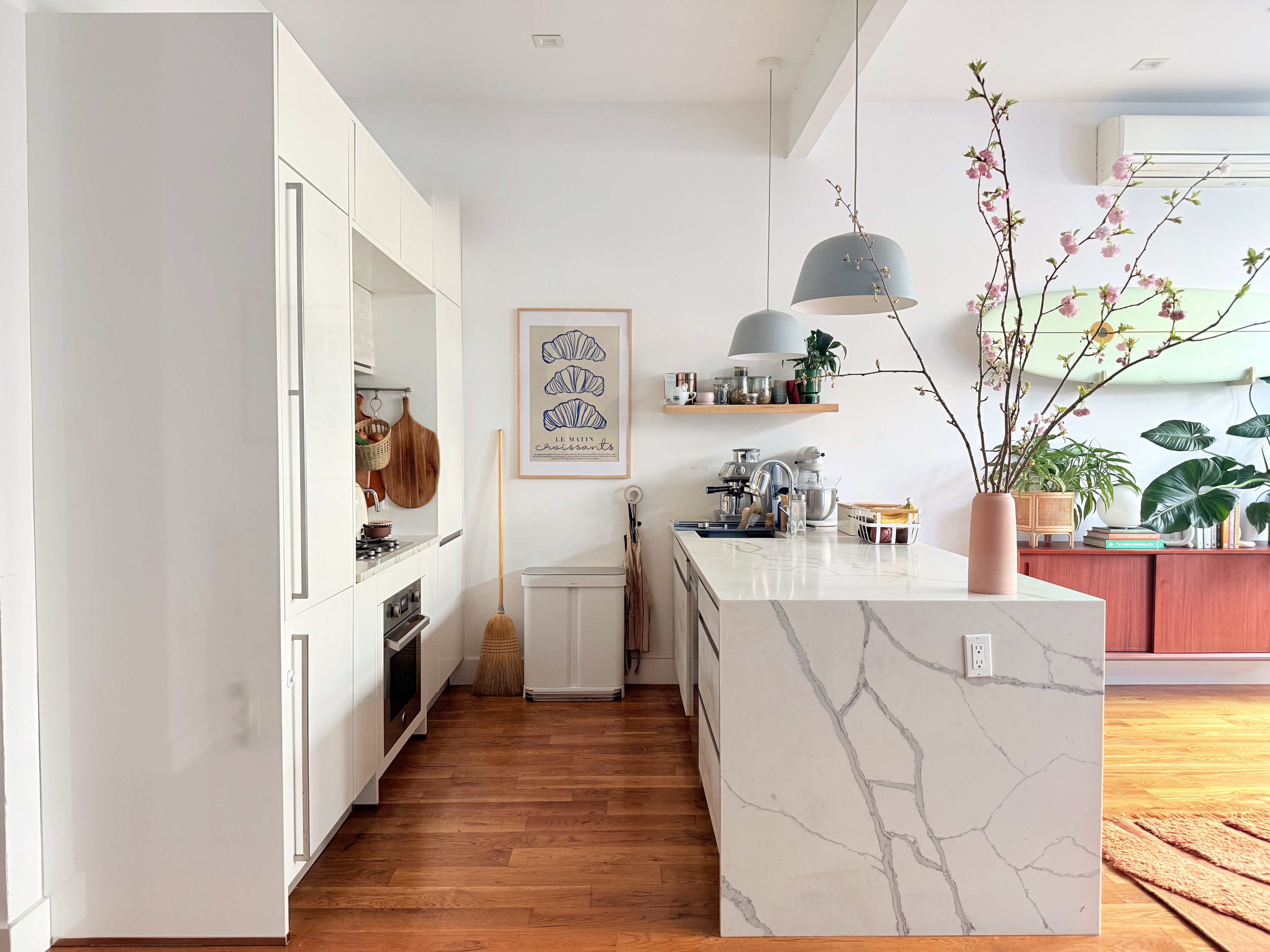 Kitchen with cherry blossom branches