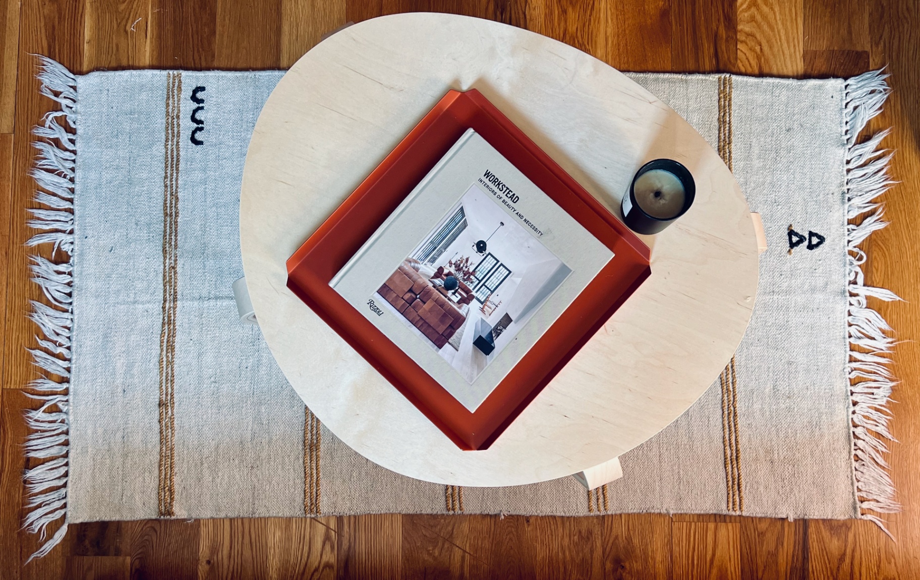 Coffee table overhead with Workstead book